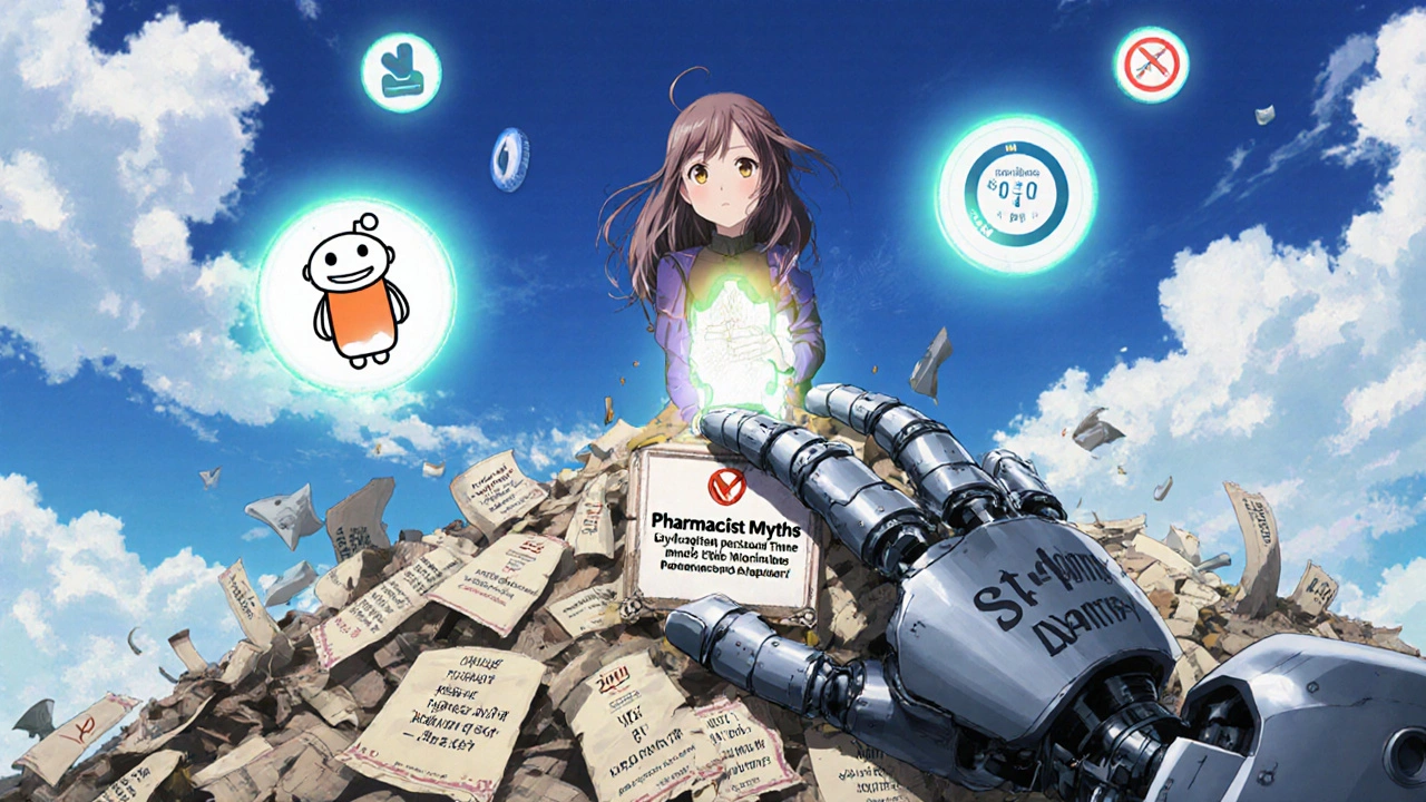 A girl holds a birth control pill as a shield blocks dangerous herbal and drug threats, with clear labels showing only rifampin requires backup.