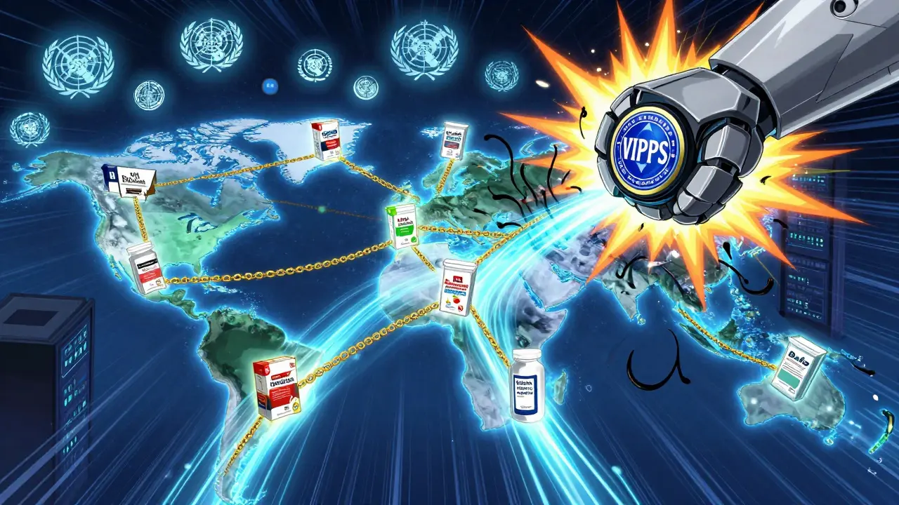A global network of verification chains fights back against AI-generated fake drug packaging.
