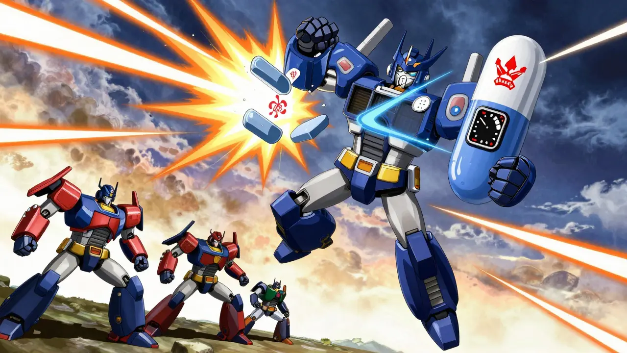Brand robot transforming armor to reset patent clock against generics