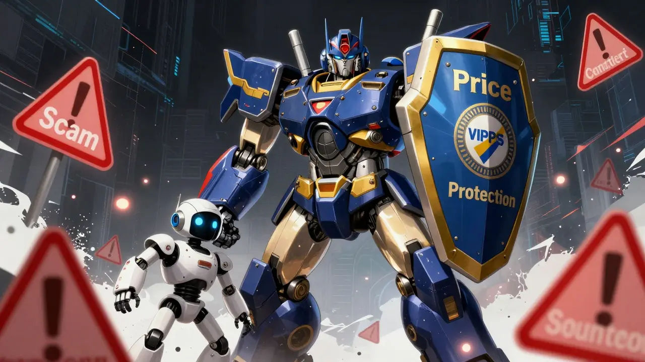 Armored robot shield protecting against online pharmacy scams